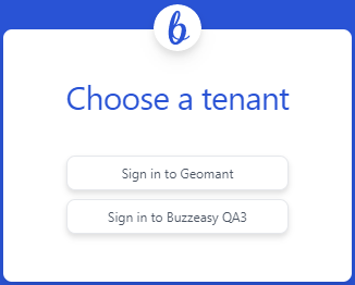 Select tenant to log on to