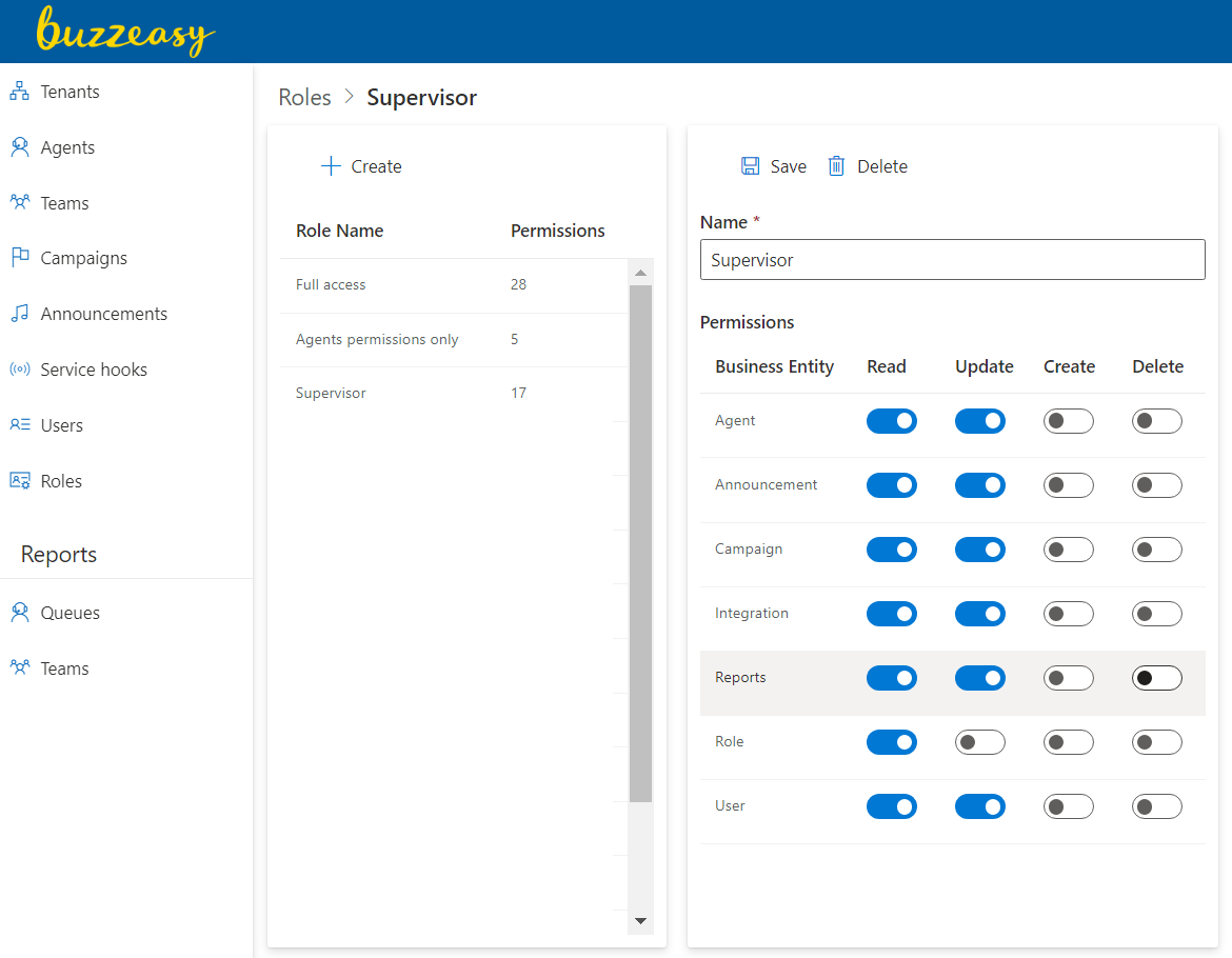 Reports permissions in Roles