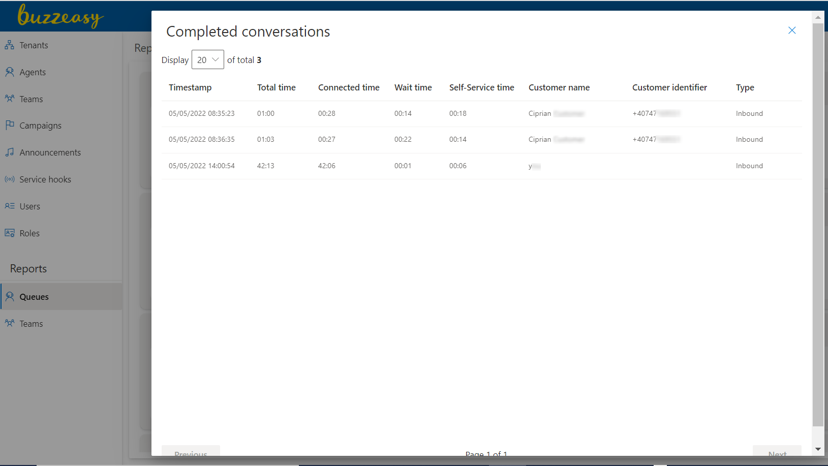 Completed Conversations Listing