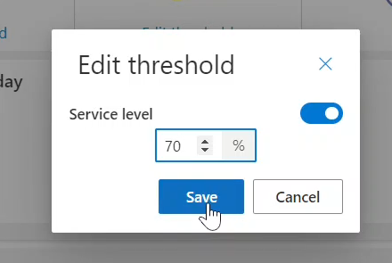 Set The Service Level Data Threshold